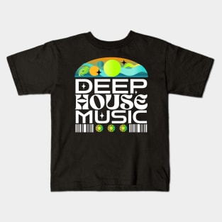 DEEP HOUSE  - Orbs And Stars (lime/blue/orange) Kids T-Shirt